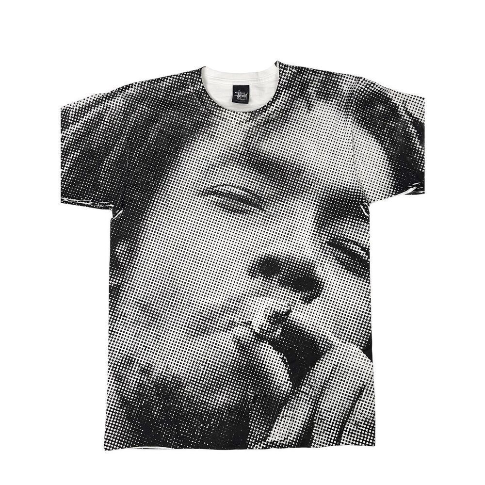 Stussy Mens M Smoke Face Peter Tosh Rasta Reggae Full Print Tee